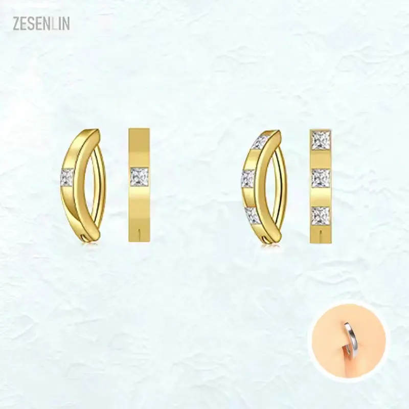 ZESENLIN Luxus Micro Insert Zirkon Bauch ringe Fälschungen Bauch Piercing Clip auf Frauen Nabel Piercing