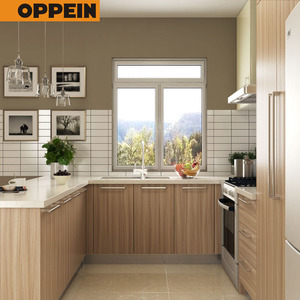 Diseño de muebles de cocina para el hogar <span class=keywords><strong>en</strong></span> forma de U con acabado de melamina de grano de madera - Product Image 4