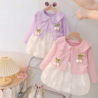 Nouvel ensemble 2 pièces pour filles de 1 à 3 ans, printemps-automne, avec col à fleurs en dentelle, mignon et élégant