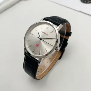 Chất Lượng Cao Người Đàn Ông Cổ Điển Của Đồng Hồ 38Mm Chronograph Quay Số Biểu Tượng Tùy Chỉnh OEM Nhãn Hiệu Riêng Hoán Đổi Cho Nhau Dây Đeo Da Cổ Tay Thạch Anh