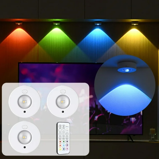 3PCS Pack Magnetic Wireless Light with Remote Control Portable Bedside Lamp Dimmable Under Cabinet Light