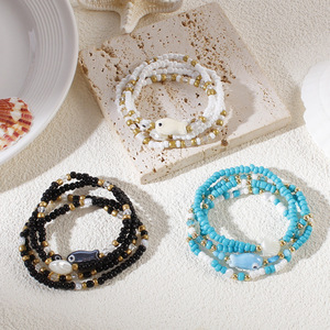 Conjunto <span class=keywords><strong>de</strong></span> Pulseras Apilables <span class=keywords><strong>de</strong></span> Verano con Cuentas <span class=keywords><strong>de</strong></span> Cristal, Conchas y <span class=keywords><strong>Ojo</strong></span> Turco Bohemio <span class=keywords><strong>para</strong></span> Mujer - Product Image 4