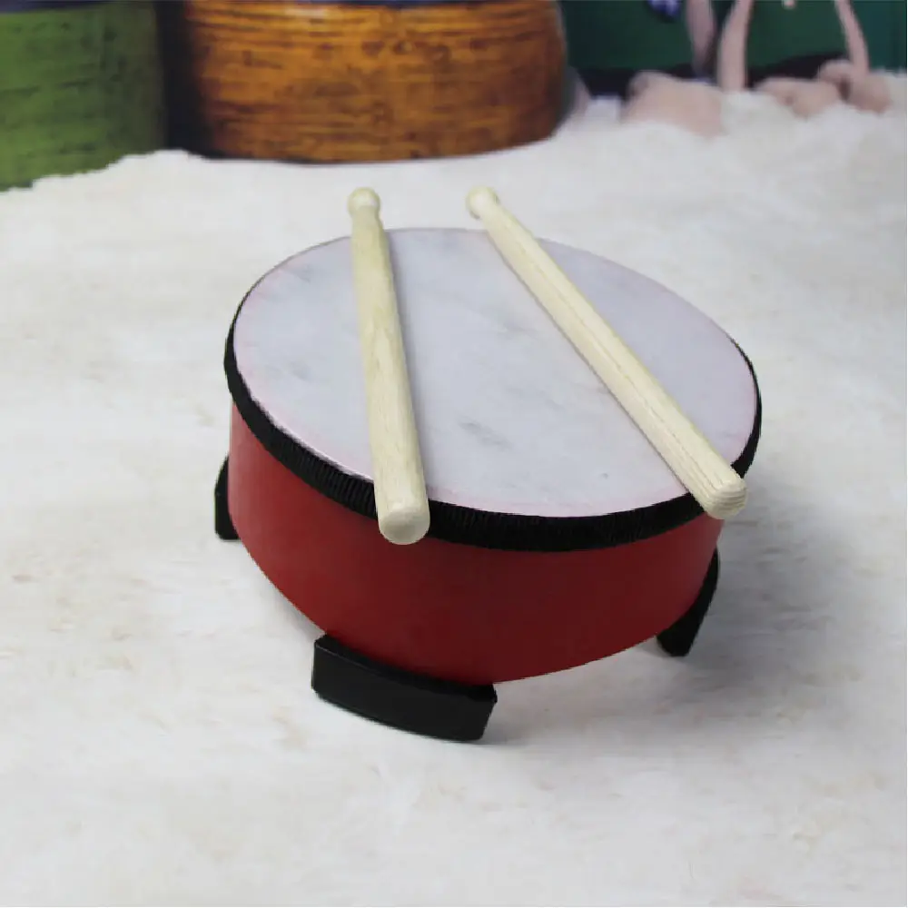 Orff instrument Kids musical Instruments Orff instrument red wooden sheepskin floor drum