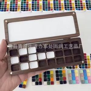 Boîte de peinture à l'<span class=keywords><strong>aquarelle</strong></span> en bois de noyer, 24 couleurs, 5 ml chacune, forme carrée, faite à la main pour la peinture sur papier, fournitures de base - Product Image 2