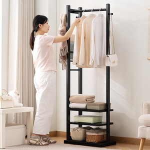 Simple floor-standing <b>clothes</b> <b>rack</b>, solid wood, lazy-style coat <b>rack</b>, home and bedroom minimalist <b>clothes</b> hanging storage <b>rack</b>, - Product Image 1