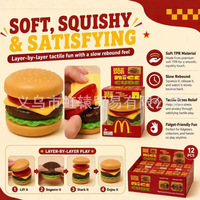 Mainan remas TPR berbentuk hamburger kreatif, mainan makanan realistis, mainan remas hamburger untuk meredakan stres.