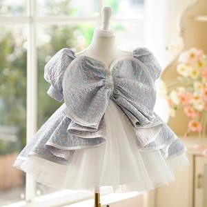 Gaun pengantin anak perempuan, pakaian pesta berlapis, gaun <span class=keywords><strong>Prom</strong></span> bayi manis kain Jacquard kelas atas - Product Image 5