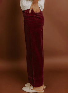 Dear-Lover <span class=keywords><strong>Pantaloni</strong></span> a Gamba Larga da <span class=keywords><strong>Donna</strong></span> in Velluto a Coste <span class=keywords><strong>Bordeaux</strong></span> a Vita Alta, Vendita all'Ingrosso - Product Image 5