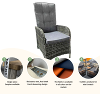 Chaise de salle à manger moderne personnalisée en rotin PE pour extérieur, dossier réglable, chaise de salon en aluminium tressé pour villa, cour et hôtel