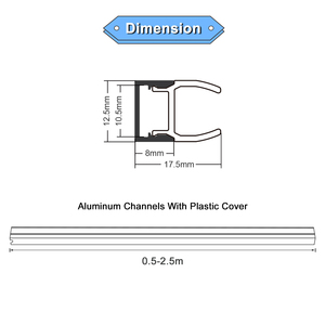 Profilo in <span class=keywords><strong>Alluminio</strong></span> per Illuminazione Lineare con Morsetto per Vetro e Acrilico, per Vetrine Domestiche - Product Image 3