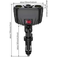 Chargeur rapide 2 ports 120W 12V 24V 3.1A Prise de charge rapide avec prise verrouillable Prise allume-cigare USB pour voiture Interrupteur allume-cigare pour voiture