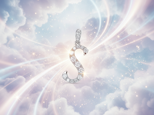 18K Gold Diamond <b>Initial</b> Pendant 0.25ct 16 Stones 0.81g Letter S Shape Fine Jewelry Collection - Product Image 3