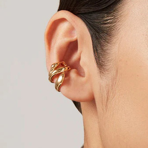<b>Clip</b>-on Earrings Geometric 18k Gold Stainless Steel Three Layer Hollowed Out Party Fashion Jewelry - Product Image 4