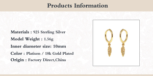 Pendientes de Plata de Ley S925 ROXI con Colgante de Pluma, Pendientes de Aro de Oro de 18K - Product Image 6