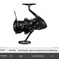 Carrete de Pesca Giratorio Power Aero14000 XTC Big Pit, 8+1 Rodamientos, Arrastre Máximo 20KG, Relación de Engranajes 4.3:1, Carrete para Pesca de Carpa