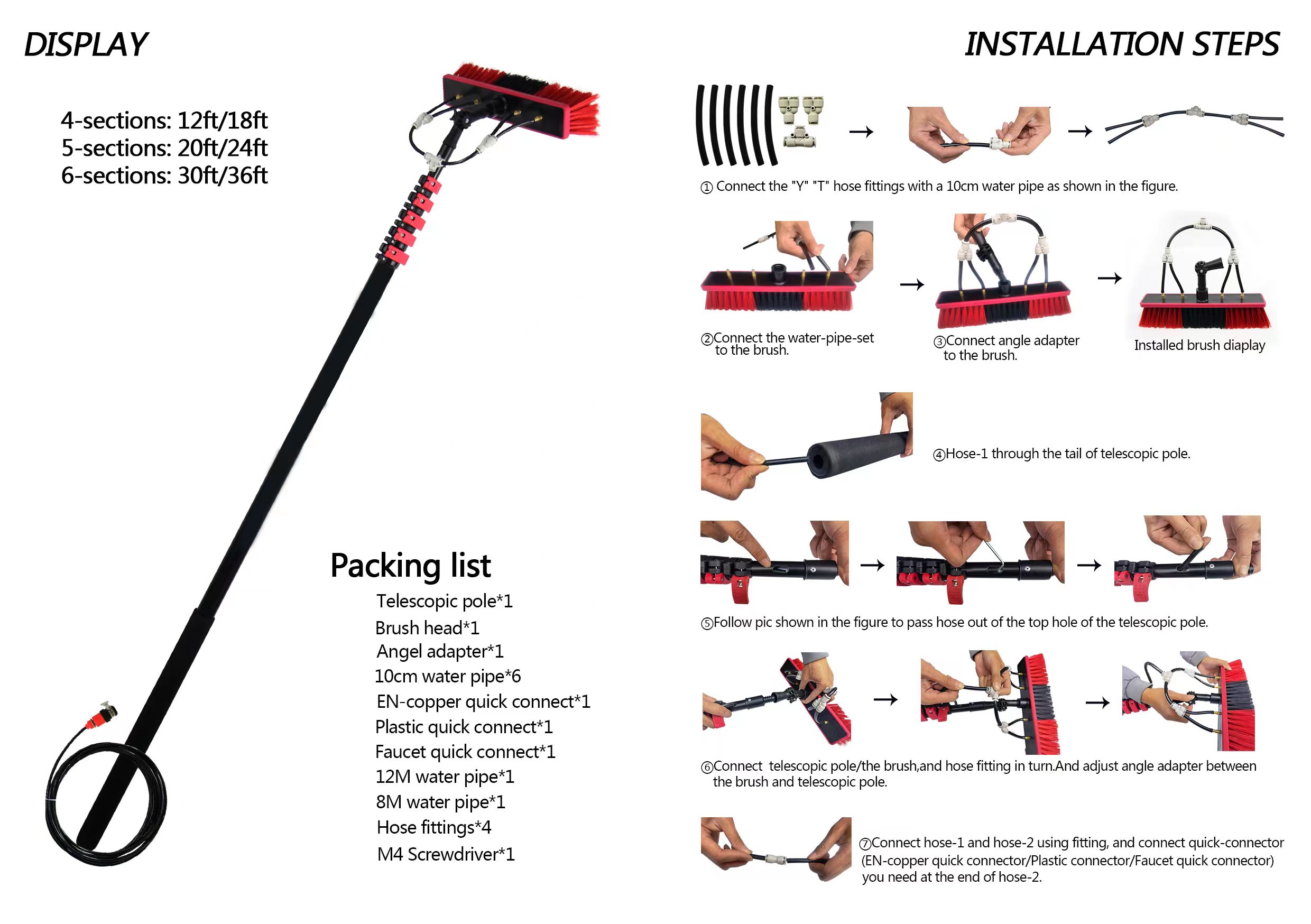 Pp Bristle Solar Panel Cleaning Brush 3.6M 5.4M 7.2M