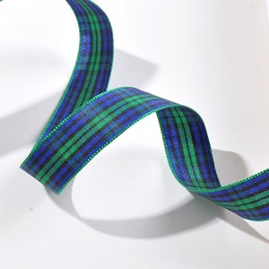 Pita Skotlandia Hijau Biru Lebar 9mm, Pita Tartan Natal untuk Pembungkus Kado - Product Image 1
