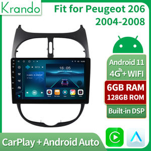 Autoradio automatique Android Krando pour Peugeot <span class=keywords><strong>206</strong></span> 2004 - 2010 lecteur multimédia sans fil Carplay unité principale Navigation GPS stéréo - Product Image 2