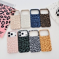 Étui de téléphone portable en cuir PU à imprimé léopard tendance pour iPhone 17 Air 16 15 14 13 Pro Max, coque antichoc avec dos givré