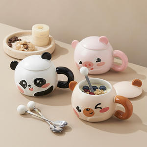 <span class=keywords><strong>Tasse</strong></span> en céramique de <span class=keywords><strong>tasse</strong></span> d'<span class=keywords><strong>animal</strong></span> de dessin animé mignon avec le cadeau de couvercle pour le souvenir de cadeau d'anniversaire d'amis - Product Image 2