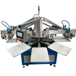 Carrousel rotatif 4 couleurs 10 stations automatique sérigraphie machine Serigrafia automatique T-shirt écran imprimante équipement