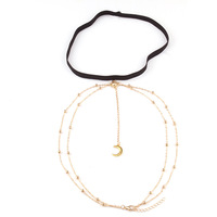 LiCai plage lune pendentif gland Sexy cuisse chaîne Simple perle ronde chaîne bijoux de corps