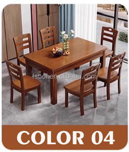 Juego de Mesa de Comedor de Madera Maciza Barata <span class=keywords><strong>al</strong></span> por Mayor con 6 Sillas |   Muebles de Cocina Rectangulares Modernos y Sencillos para el Comedor del Hogar - Product Image 2