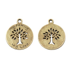 Colgante de Disco Redondo con Árbol Genealógico, de Aleación Plateada Antigua, para Regalos Artesanales del Día de la Madre - Product Image 4