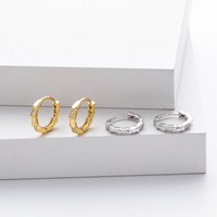 Boucles d'oreilles créoles Mylove personnalisées en argent sterling 925 plaqué or 18 carats avec zircon cubique géométrique en forme de jonction de bambou pour femme
