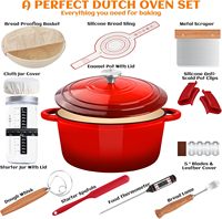 Gusseisen-Dutch-Oven Sauerteig-Starter-Set mit Silikon-Holz-Gärkorb und Brotlame – Ofenfest und Spülmaschinenfest