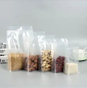 Pochettes transparentes de qualité alimentaire, 100 pièces, à fond plat, mat, sacs refermables