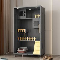 Lit de luxe pour chat, villa tout-en-un, armoire intérieure pour chat avec toilette et bac à litière électrique, garde au chaud en toutes saisons