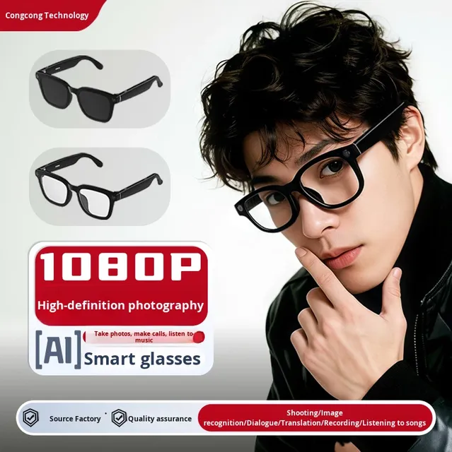 GNLING V03 AI Recognition Shooting Smart Glasses 800W Pixel Photo Video Noise Reduction Real-time Translation Call Navigation