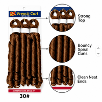 Extensions de tresses synthétiques French Curl au crochet, 3X 22 pouces 205g, ondulations lâches, fibre haute température