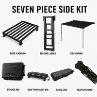 Kit de camping complet pour toit de voiture YYD OVERLAND 7 pièces avec auvent, barre lumineuse, étui et échelle pour JETOUR Traveler T2