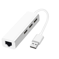 Adaptador USB 2,0 a Ethernet con 3 puertos USB 2,0 HUB RJ45 Tarjeta de red Lan RTL8152 Compatible con Mac IOS Android PC