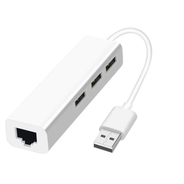 USB 2.0 to Ethernet Adapter with 3-Port USB 2.0 HUB RJ45 Lan Network Card RTL8152 Compatible with Mac IOS Android PC