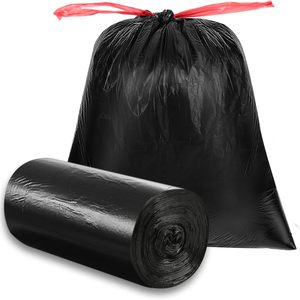 <b>Large</b> 13 39 55 Gallon Heavy Duty Drawstring Eco Friendly Security Side Gusset Plastic Trash Bags 120 Liters 100pcs Black - Product Image 1