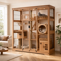 Villa panoramique extra-large pour chat, personnalisée, en verre et acier carbone, cage de luxe imperméable en bois multicouche