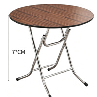 Table à manger ronde pliante portable, plateau en MDF épaissi à grain de bois, pieds en acier inoxydable en X, gain de place pour petit appartement et utilisation en extérieur