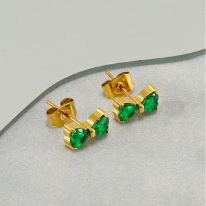 ZOGXIN Stud Earrings 18K Gold Plated Bowknot Shape Multicolor Zircon Women Fashion Jewelry Gift - Product Image 2