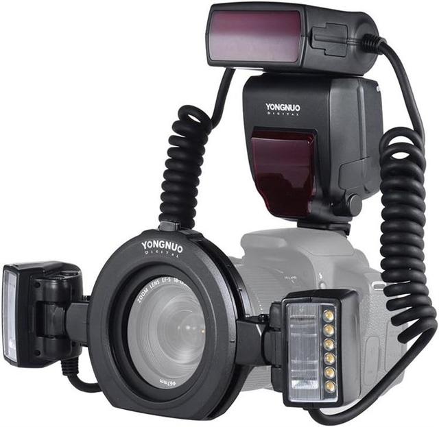 Yongnuo YN24EX E TTL Twin Lite Macro Flash Speedlite for Canon Cameras With Dual 2pcs Flash Head + 4pcs Adapter Rings