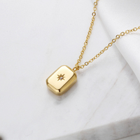 Collier double étoile du nord, en acier inoxydable, plaqué or 18K, pendentif Rectangle, bijoux de Couples, fête des mères