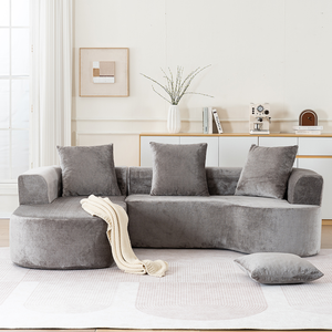 Modular Sectional Sofa U-Shape <b>Convertible</b> Chaise Modern Sleeper Couch with Memory Foam Deep Seat Wood Legs No Assembly Required - Product Image 2