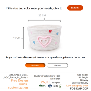 <span class=keywords><strong>Cesta</strong></span> de Regalo con Forma de Corazón Colorida, de Cuerda de Algodón, Certificada por CPC, para Baby Shower, Decoración de Cuarto Infantil, Venta al por Mayor, Personalizada - Product Image 3