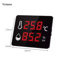 AS106 NUEVO Termómetro Digital con Pantalla LED de Pared, Higrómetro, Medidor de Temperatura y Humedad, Reloj Despertador, USB, OEM, Plástico