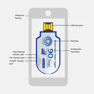 USB Temperature Data Logger PDF Disposable Cold Chain Temperature Recorder 10000 Points For Medicine Data Logger Usb