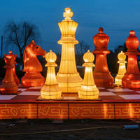 Lanterne de jeu d'échecs en soie personnalisée pour Pâques, Thanksgiving et Noël, étanche, design de jeu stratégique, décoration sur le thème des jeux