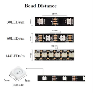 led strip bulk ws2812b 144Leds DC 5V 5M IP20 IP33 IP65 IP67 IP68 Waterproof Led Tape Flexible RGBIC RGB led ws2812b