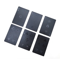 Cartes à jouer en PVC imperméables, jeu de poker en plastique personnalisé, cartes noires mates avec boîte imprimée pour promotion de fête
